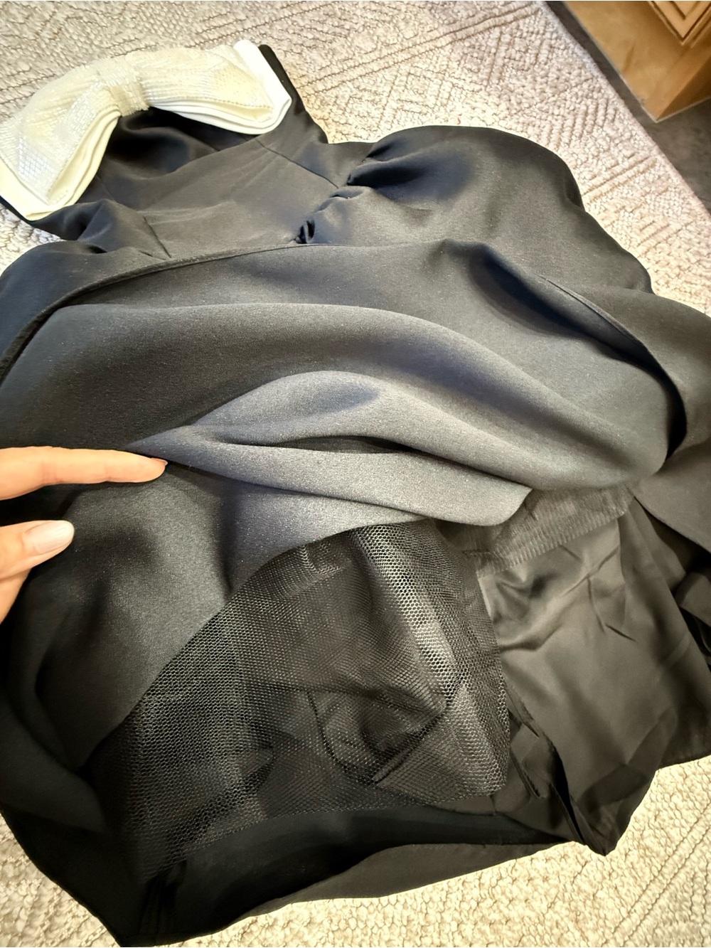 Self-Portrait Black Midi Dress with White Bow - Picture 5 of 6